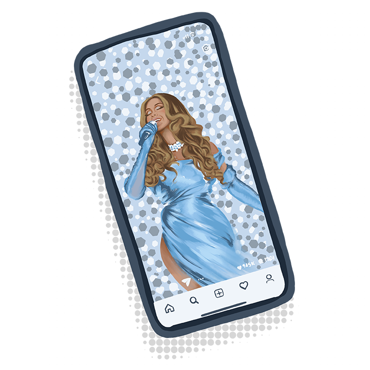 Phone screen with Beyonce singing on it