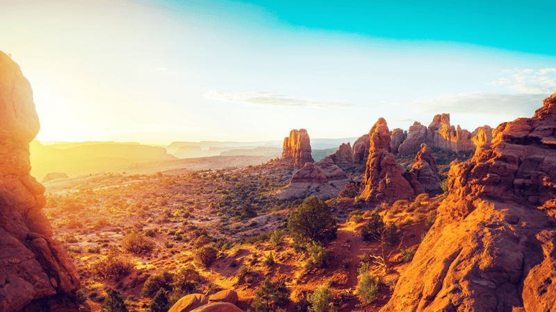 Sunrise with rock formations