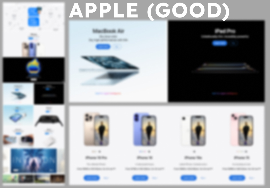 Blurred webpage example used in the squint test to evaluate color contrast, design clarity, and conversion point visibility 