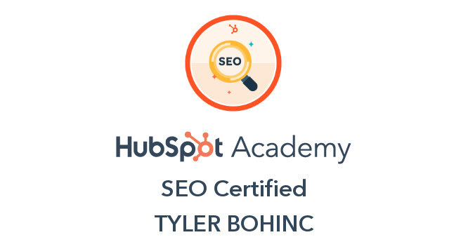 Tyler Bohinc HubSpot Academy SEO Certified
